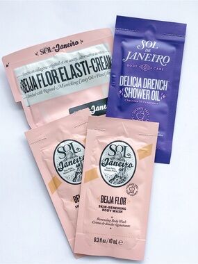 Sol de Janeiro Beija Flor body wash, elasti-cream, Delicia drench shower oil